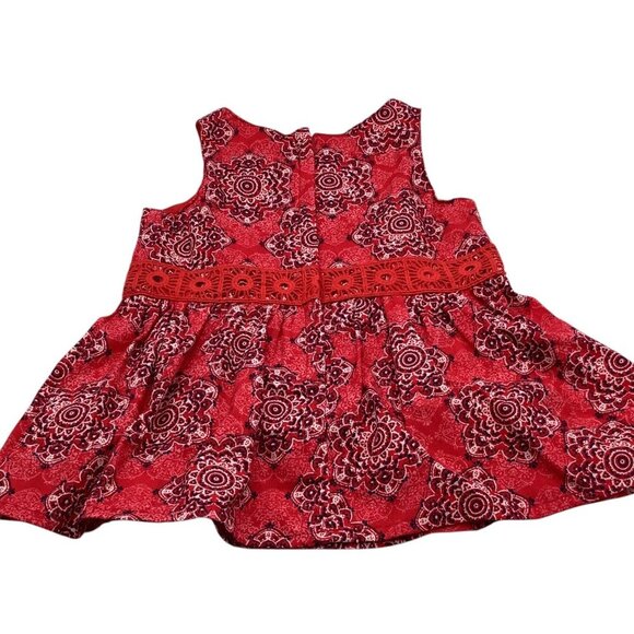 Nautica Baby Girl Handkerchief Dress 0-3M Sleeveless Red Medallion Print Cotton - Picture 15 of 15